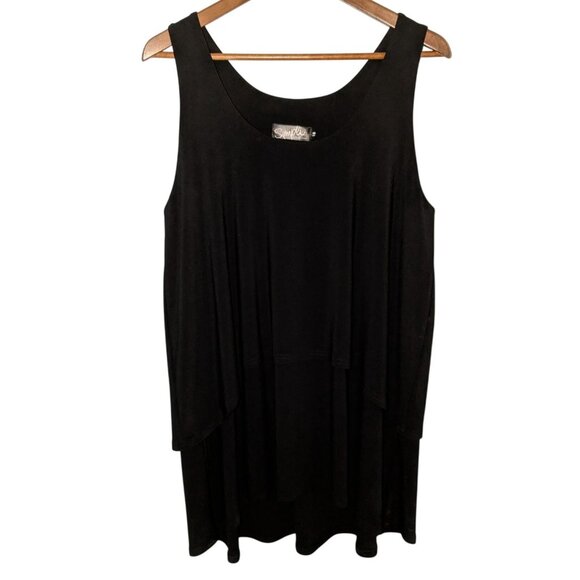 Sympli Womens Tiered Black Relaxed Fit Tank Top Size 18 Polyester/Spandex - Picture 1 of 8